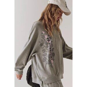 NWOT Free People Movement All Star Logo Oversized Crewneck Pullover Sweatshirt S